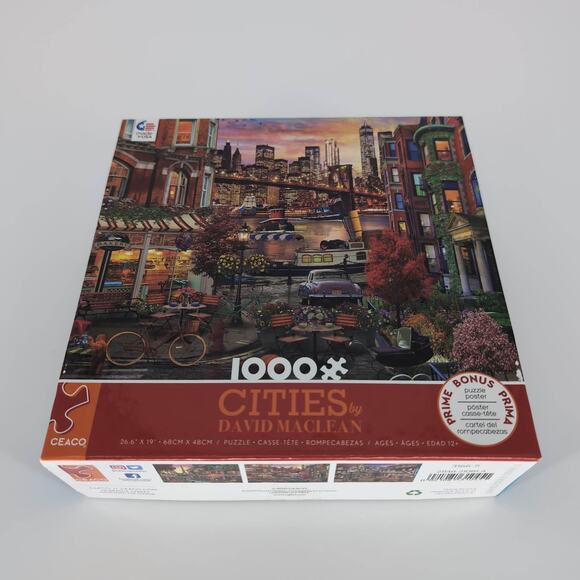 Ceaco 1000 Piece "Cities" by David MacLean Jigsaw Puzzle with Poster - GUC - Picture 4 of 12
